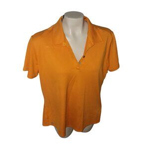 Adidas Womens Orange Polo Shirt XL Short‎ Sleeve Lightweight Golf Tennis Summer
